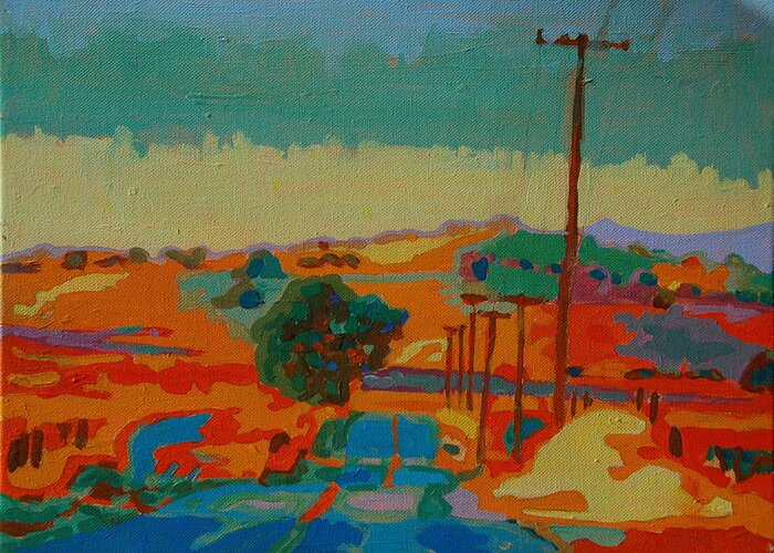  Greeting Card featuring the painting California Hills at Sunset 1 by Thomas Bertram POOLE