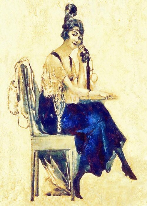 Vintage Greeting Card featuring the digital art Call me by Charmaine Zoe
