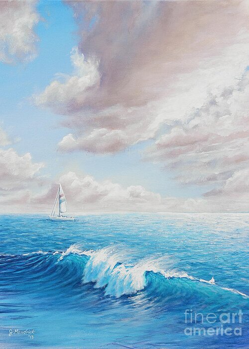 Seascape Greeting Card featuring the painting Calming Ocean by Joe Mandrick