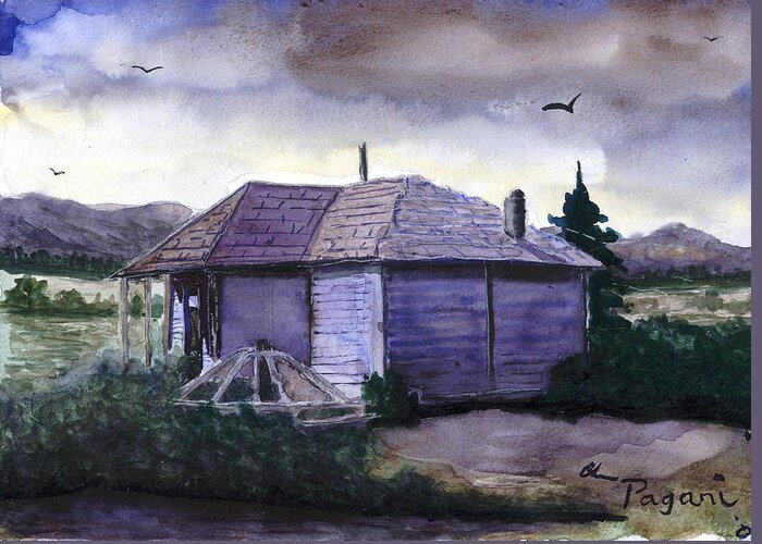 Schoolhouse Greeting Card featuring the painting Camp Creek School Watercolor by Chriss Pagani