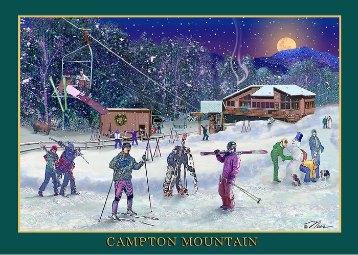 Ski Greeting Card featuring the digital art Campton Mountain Ski Area by Nancy Griswold