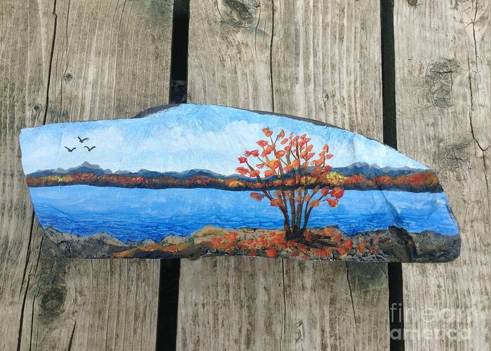 Canadian Greeting Card featuring the painting Canadian Maple in Fall by Monika Shepherdson