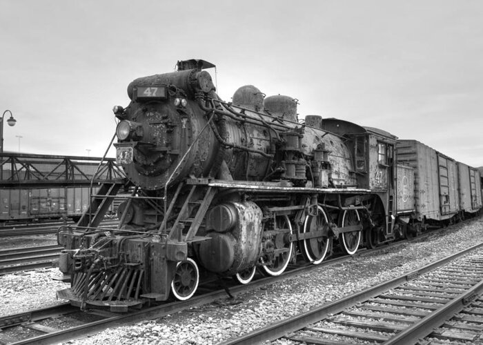 Black And White Greeting Card featuring the photograph Canadian National No. 47 by Gene Walls