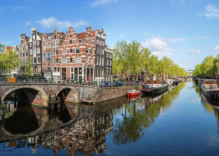 Tranquility Greeting Card featuring the photograph Canal, Amsterdam, Holland, Netherlands by Peter Adams
