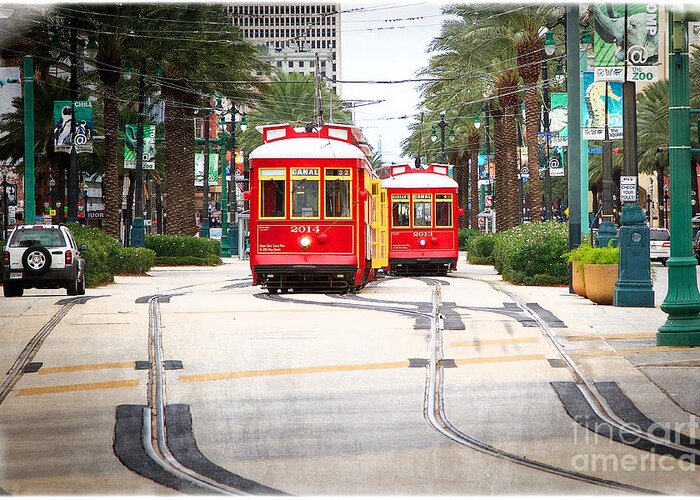 Street Greeting Card featuring the photograph Canal Street Streetcars New Orleans by Jarrod Erbe