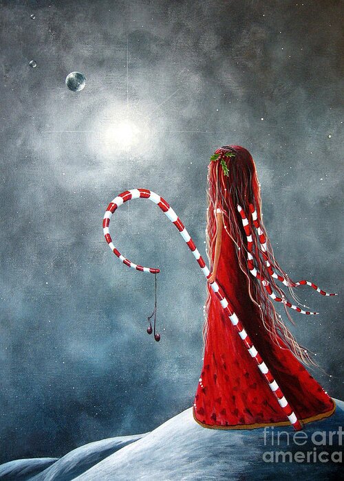 Fairies Greeting Card featuring the painting Candy Cane Fairy by Shawna Erback by Moonlight Art Parlour
