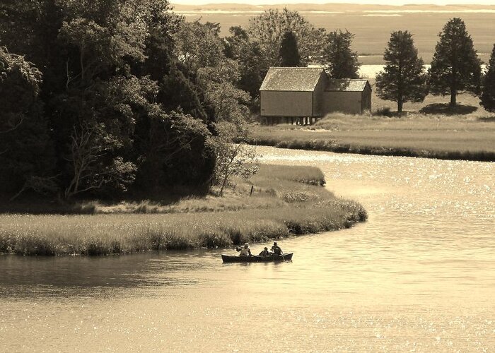 Seascape Greeting Card featuring the photograph Canoeing on Cape Cod by Loretta Pokorny