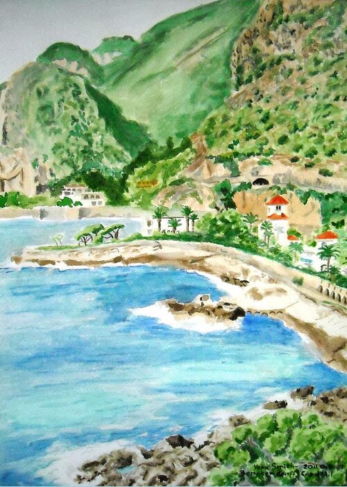 Landscape Greeting Card featuring the painting Cap d'Ail on a Sunny Day by Vera Smith