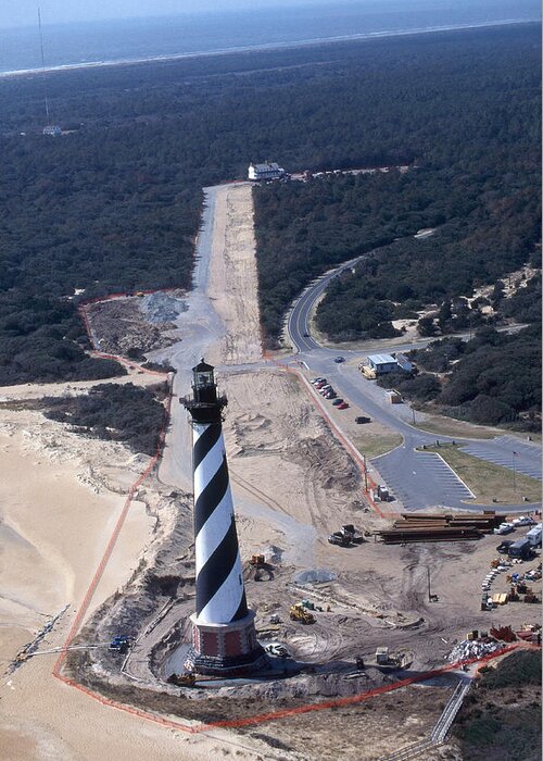 North Carolina Greeting Card featuring the photograph Cape Hatteras Lighthouse Relocation by Bruce Roberts