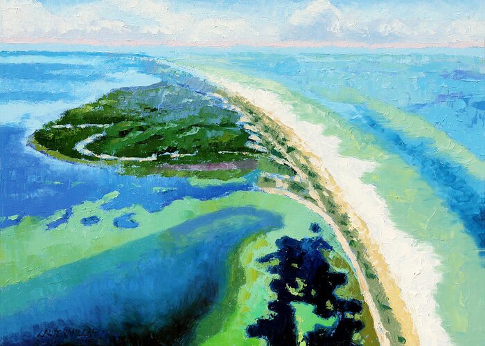 Landscape Greeting Card featuring the painting Cape San Blas Florida by John Lautermilch