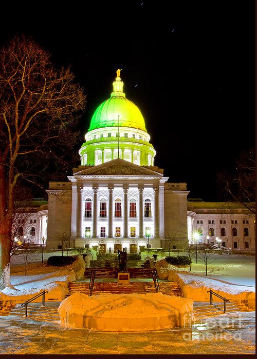Capitol Greeting Card featuring the photograph Capitol Madison Packers Colors by Steven Ralser