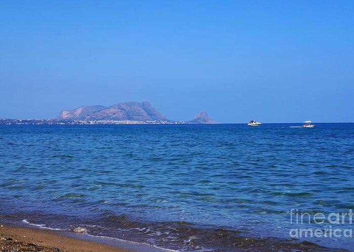Sicily Greeting Card featuring the photograph Capo Zafferano promontory in the blue sea of Sicily by Silvia Di Falco