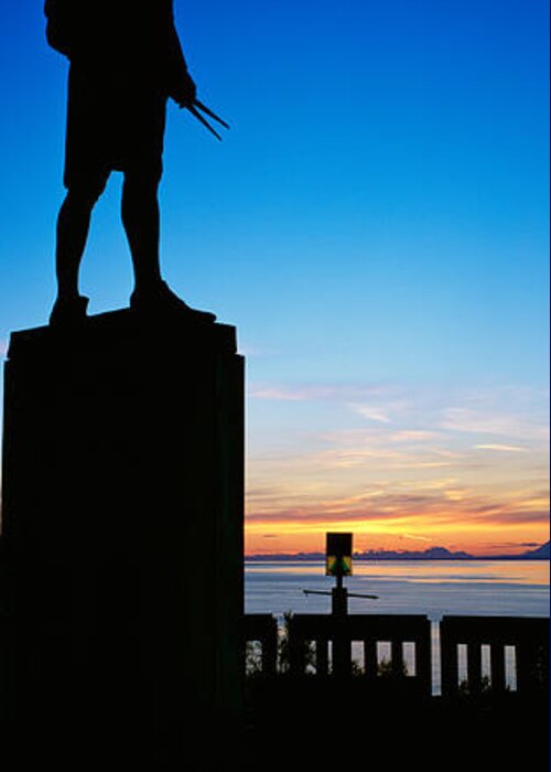 Photography Greeting Card featuring the photograph Captain Cook Monument Silhouetted by Panoramic Images