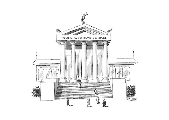 (supreme Court Entrance Pediment Reads: 'decisions Greeting Card featuring the drawing Captionless 
'decisions by Mischa Richter