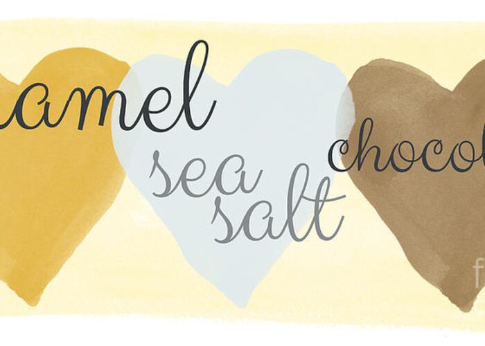 Caramel Greeting Card featuring the painting Caramel Sea Salt and Chocolate by Linda Woods