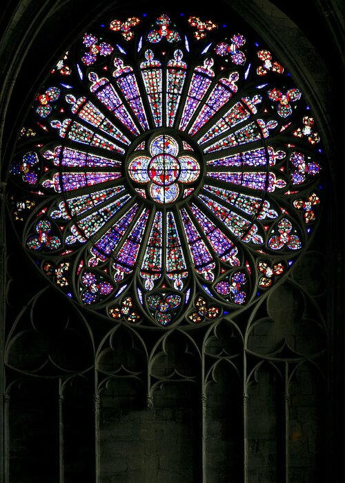 Carcassonne Greeting Card featuring the photograph Carcassonne rose window by Jenny Setchell