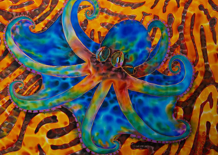Jean-baptiste Design Greeting Card featuring the painting Caribbean Octopus #2 by Daniel Jean-Baptiste