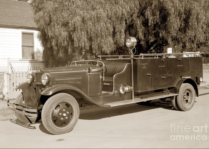 Carmel Fire Dep Greeting Card featuring the photograph Carmel Fire Department engine No. 3 circa 1933 by Monterey County Historical Society
