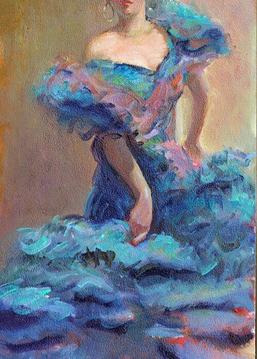  Flamenco Dancer Paintings Greeting Card featuring the painting Carmencita Dances by Gwen Carroll