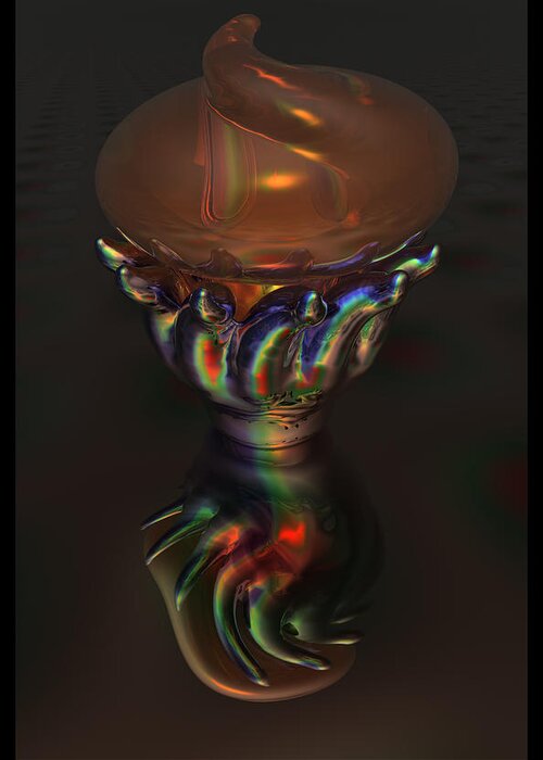 Brown Greeting Card featuring the digital art Carnival Glass Bulb Sprouter by Ann Stretton