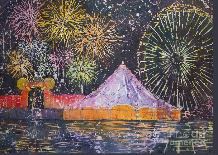 Tents Greeting Card featuring the painting Carnival Magic by Carol Losinski Naylor