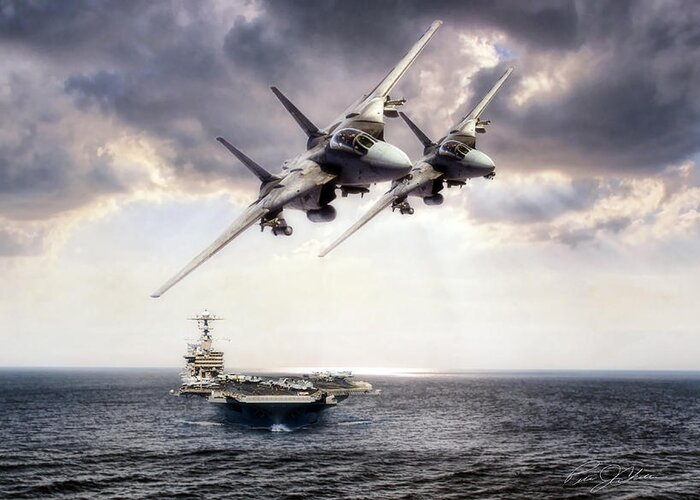 Aviation Greeting Card featuring the digital art Carrier Strike Group Three by Peter Chilelli