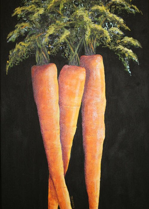 Kitchen Greeting Card featuring the painting Carrots by Donna Tucker