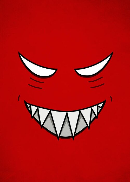 Evil Grin Greeting Card featuring the digital art Cartoon Grinning Face With Evil Eyes by Boriana Giormova
