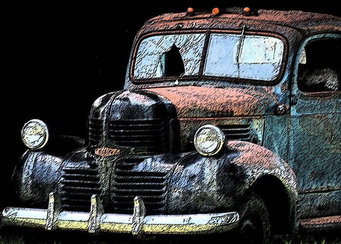 Cartoon Greeting Card featuring the photograph Cartoon Truck by Kathy Williams-Walkup
