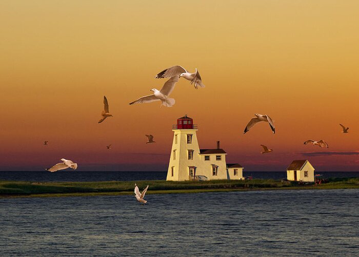 Art Greeting Card featuring the photograph Cascumpec Lighthouse on Prince Edward Island by Randall Nyhof