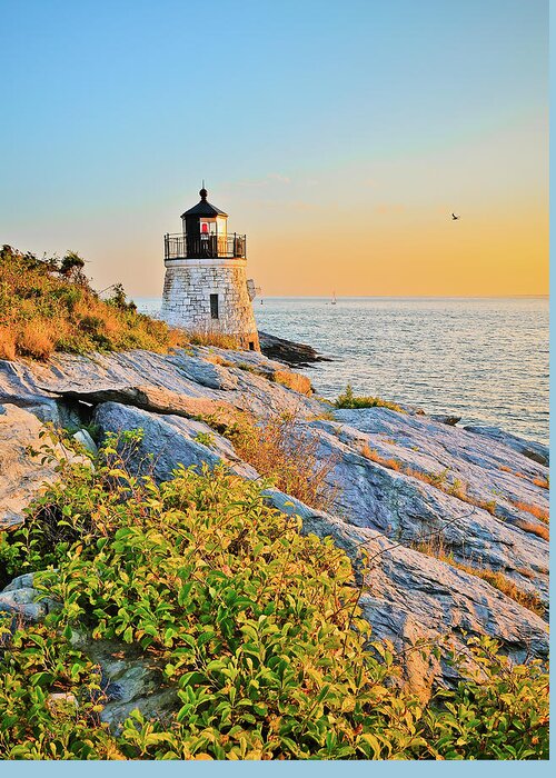 Castle Greeting Card featuring the photograph Castle Hill Lighthouse 1 Newport by Marianne Campolongo