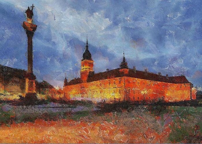 Poland Greeting Card featuring the painting Castle Square in Warsaw by Maciek Froncisz