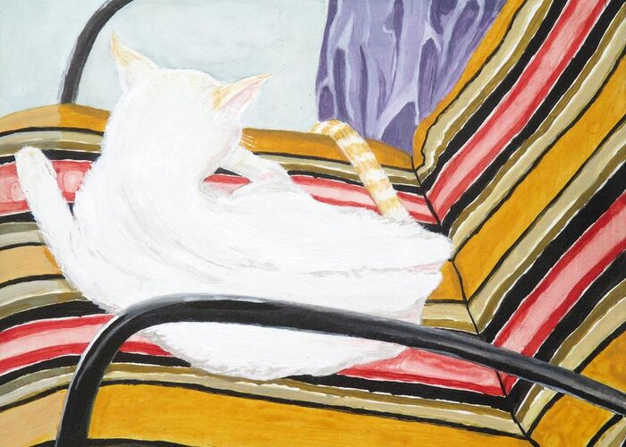 Cat Greeting Card featuring the painting Cat Painting by Michael Dillon
