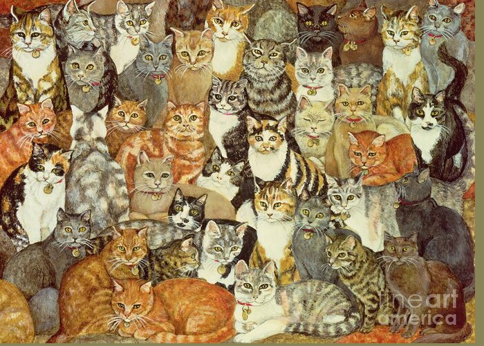 Cat Greeting Card featuring the painting Cat Spread by Ditz