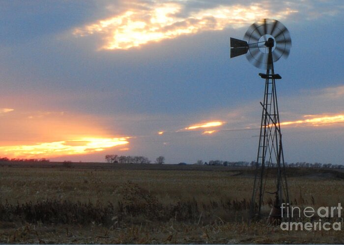 Windmill Greeting Card featuring the photograph Catching The Wind In South Dakota by Mary Carol Story