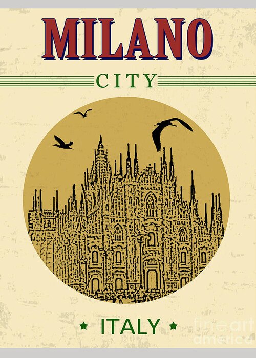 Symbol Greeting Card featuring the digital art Cathedral Of Milano Italy In Vintage by Ducu59us
