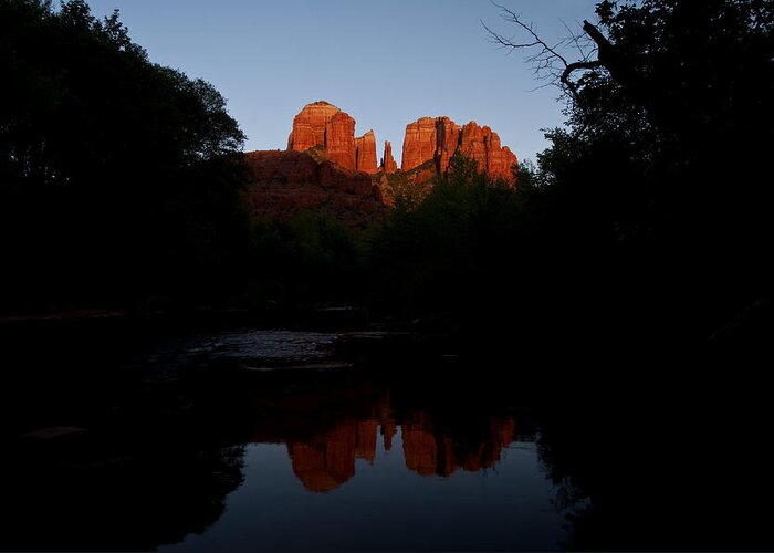 Photography Greeting Card featuring the photograph Cathedral Rock Reflection 6 by Lee Kirchhevel