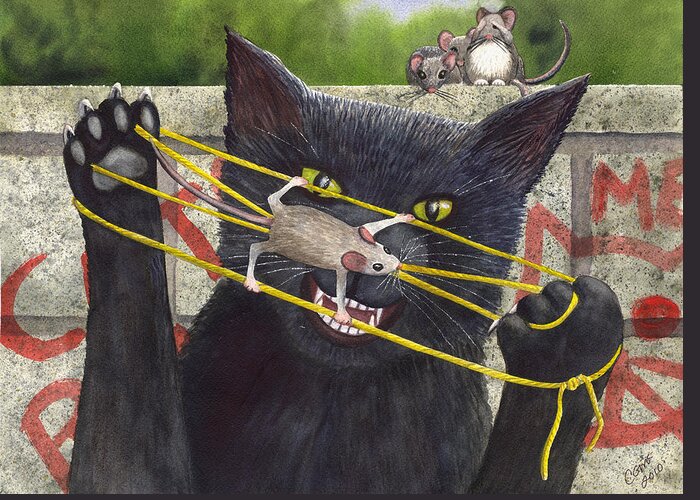 Cat Greeting Card featuring the painting Cats Cradle by Catherine G McElroy