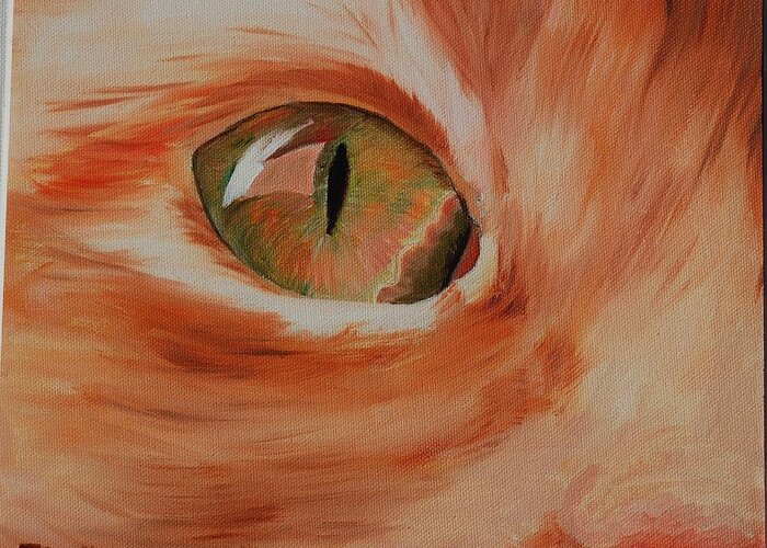 Cat Greeting Card featuring the painting Cat's Eye by Teresa Smith