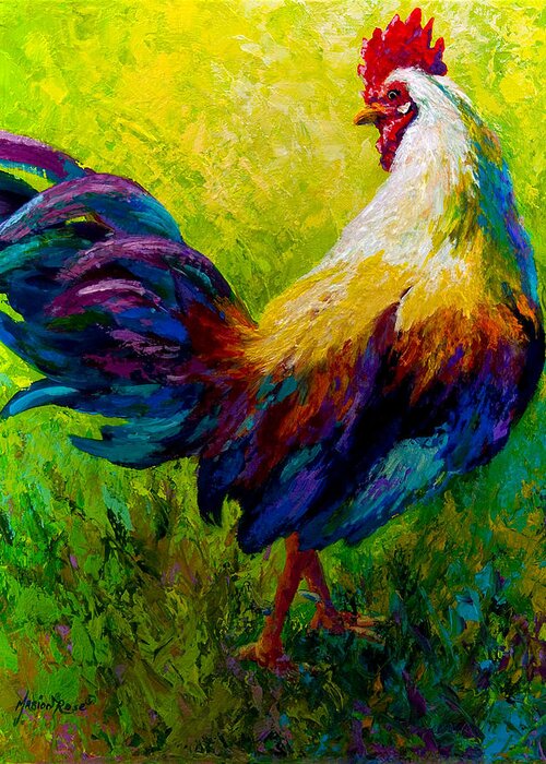 Rooster Greeting Card featuring the painting CEO Of The Ranch by Marion Rose