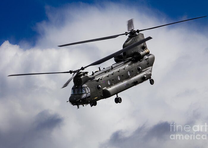 Raf Chinook Greeting Card featuring the digital art CH47 Chinook by Airpower Art