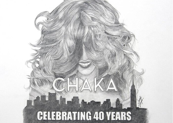 Chaka Khan Greeting Card featuring the painting Chaka 40 Years by Joette Snyder