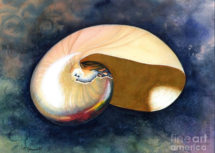 Shell Greeting Card featuring the painting Chambered Nautilus by Barbara Jewell
