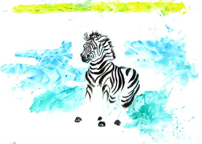 Zebra Greeting Card featuring the painting Change Unexpected by September Kuromi