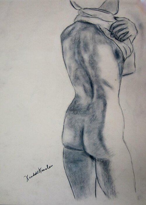 Nude Greeting Card featuring the drawing Changing by Kendall Kessler