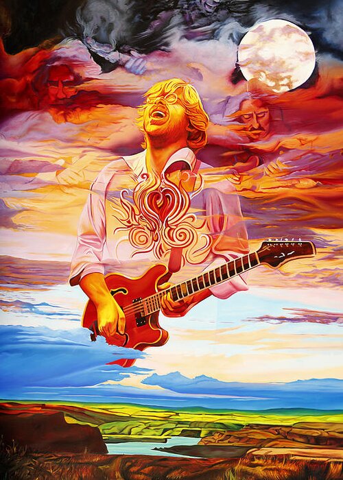 Trey Anastasio Greeting Card featuring the painting Channeling the Cosmic Goo at the Gorge by Joshua Morton