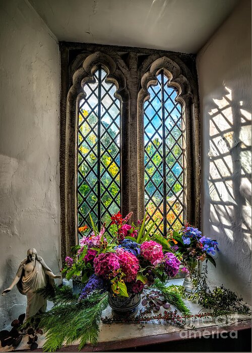 British Greeting Card featuring the photograph Chapel Flowers by Adrian Evans