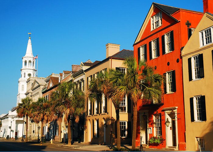 Charleston Greeting Card featuring the photograph Charleston Painted Row by James Kirkikis