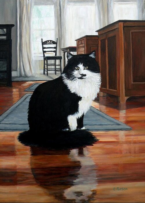 Cat Greeting Card featuring the painting Charlie by Eileen Patten Oliver