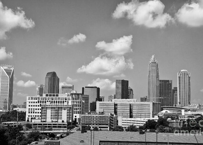 Skyline Greeting Card featuring the photograph Charlotte Skyline in Black and White by Jill Lang